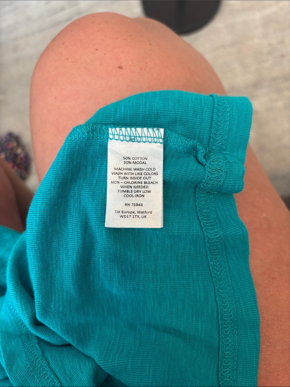Willi Smith Teal Scoop Neck Short Sleeve Tee - Picture 4 of 4